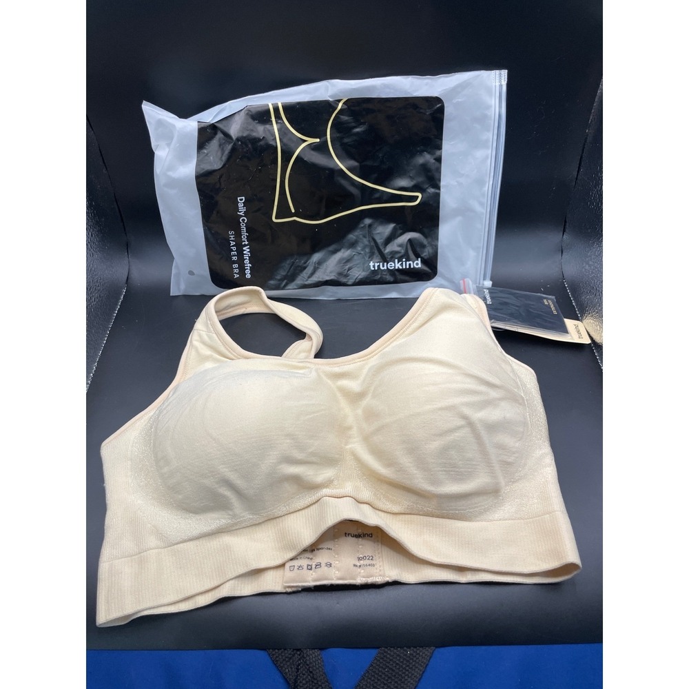 Truekind Daily Comfort Wirefree Shaper Bra Beige Nude Size Medium with Extender